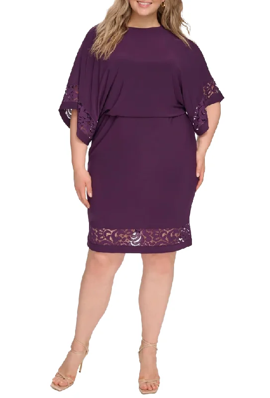 16W - jessica howard purple blouson dress Bold pattern unclassified dresses