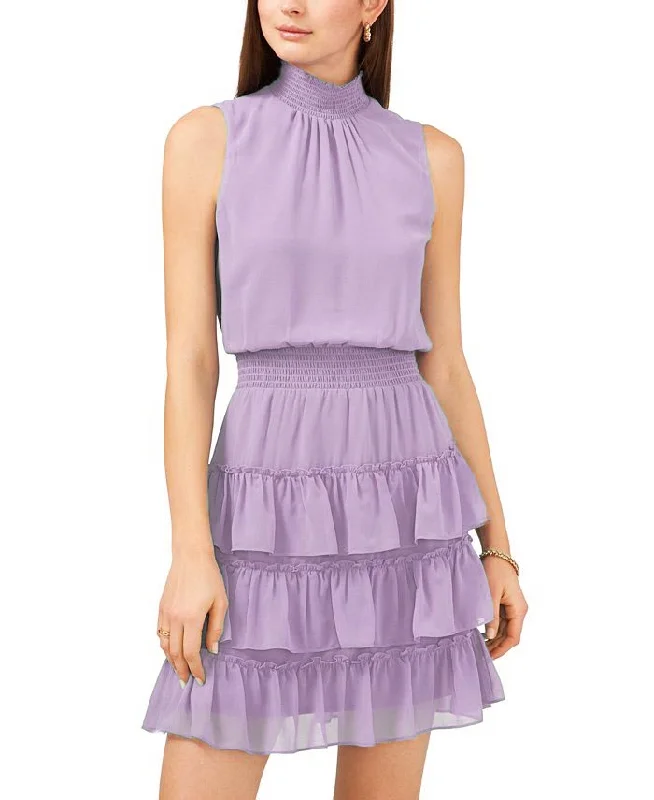 L - ssb purple smocked halter dress Street style unclassified dresses