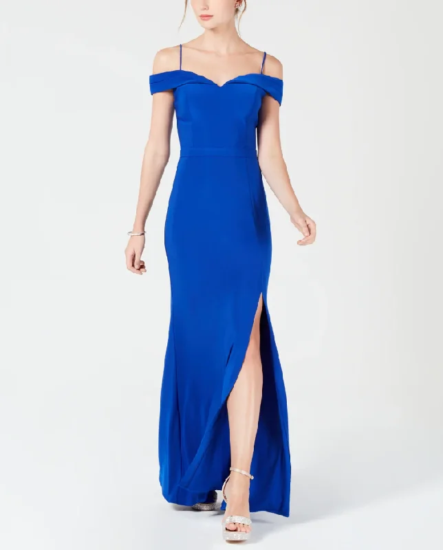 5 - morgan & co. royal blue cold shoulder gown Stretchy unclassified dresses