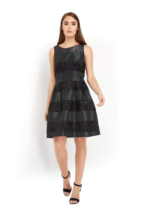 6 - taylor black shimmer stripe dress Striped unclassified dresses