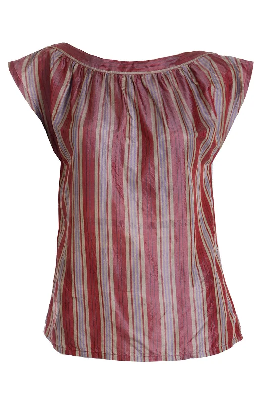 1970s Yves Saint Laurent Burgundy Stripe Top