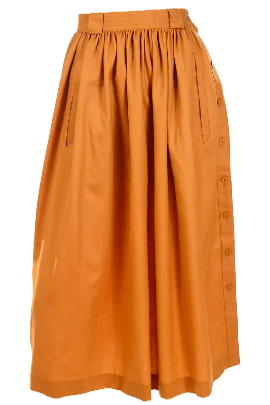 1980s Escada Margaretha Ley Dijon Mustard Wool Cashmere Deadstock Skirt