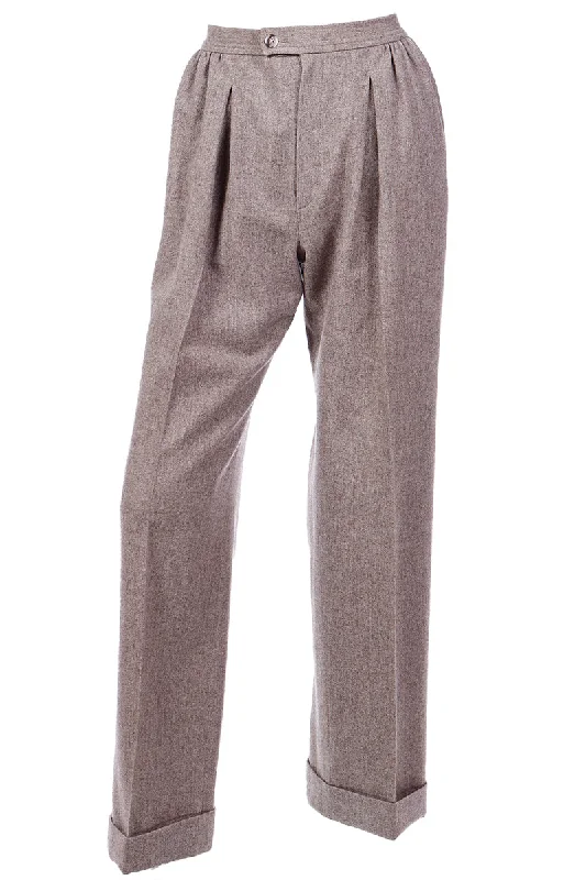 1980s Yves Saint Laurent Heathered Wool Brown Trousers