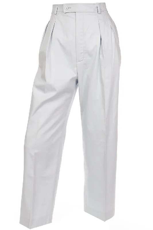 1980s Yves Saint Laurent Pale Blue Pants Cotton Trousers