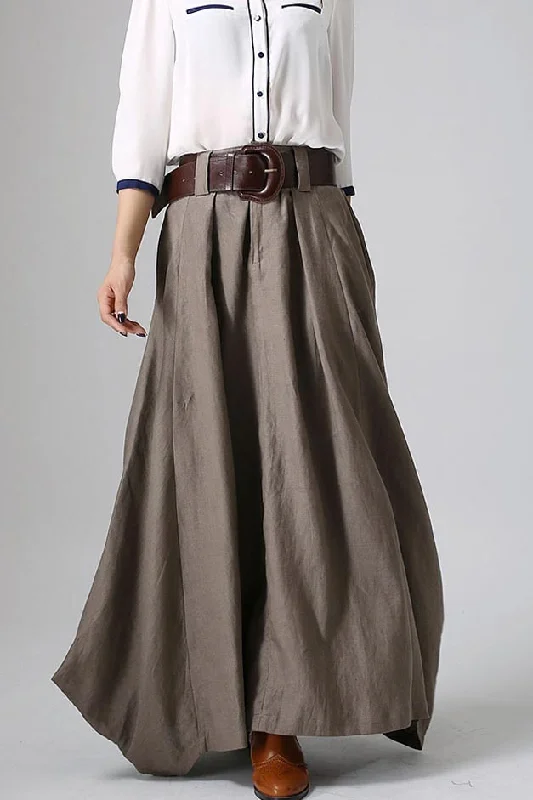 long linen skirt - Gray skirt women maxi skirt 0905#