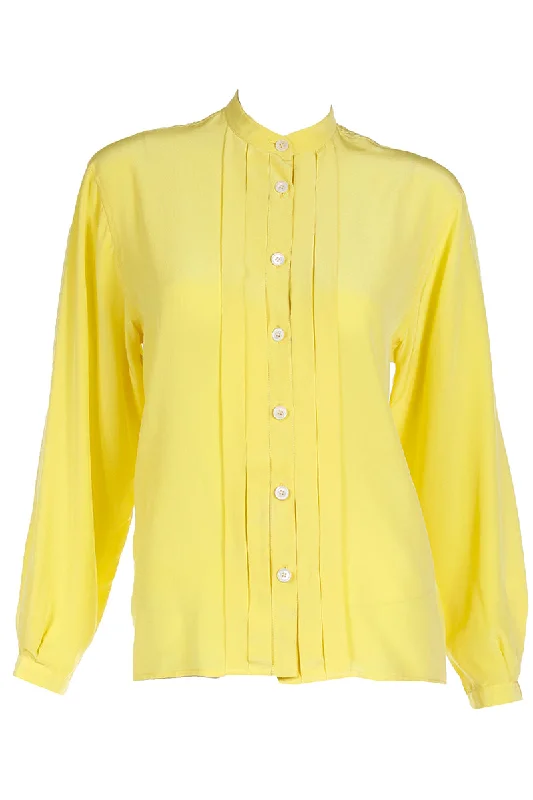 1991 Yves Saint Laurent Canary Yellow Silk Runway Blouse