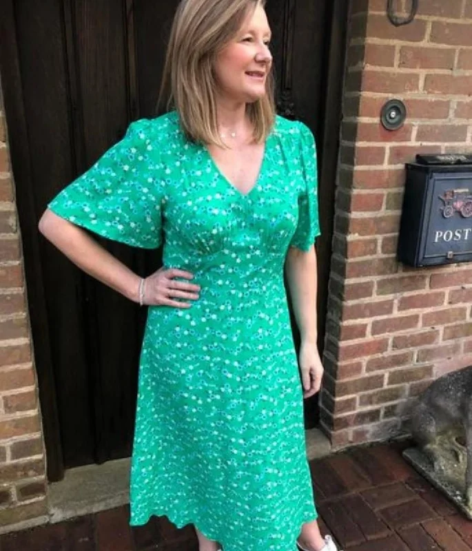 Green Floral Midi Dress