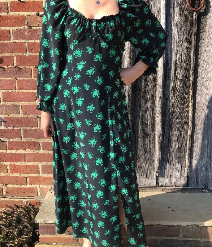 Green Floral Sweetheart Midaxi Dress