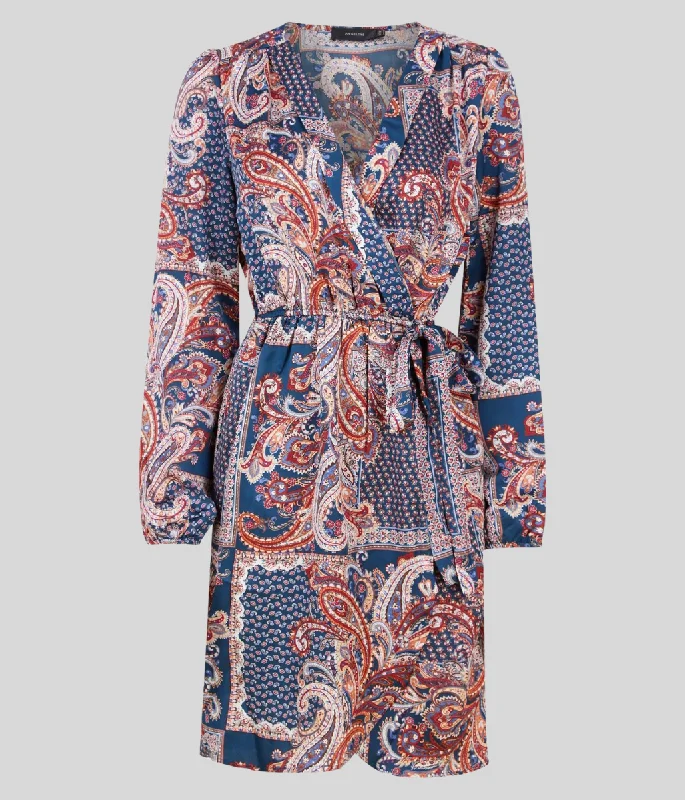 Paisley Print Wrap Dress