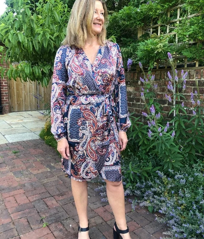 Paisley Print Wrap Dress