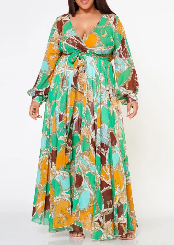 Hi Curvy Plus Size Women Unique Prints Flare maxi Dress