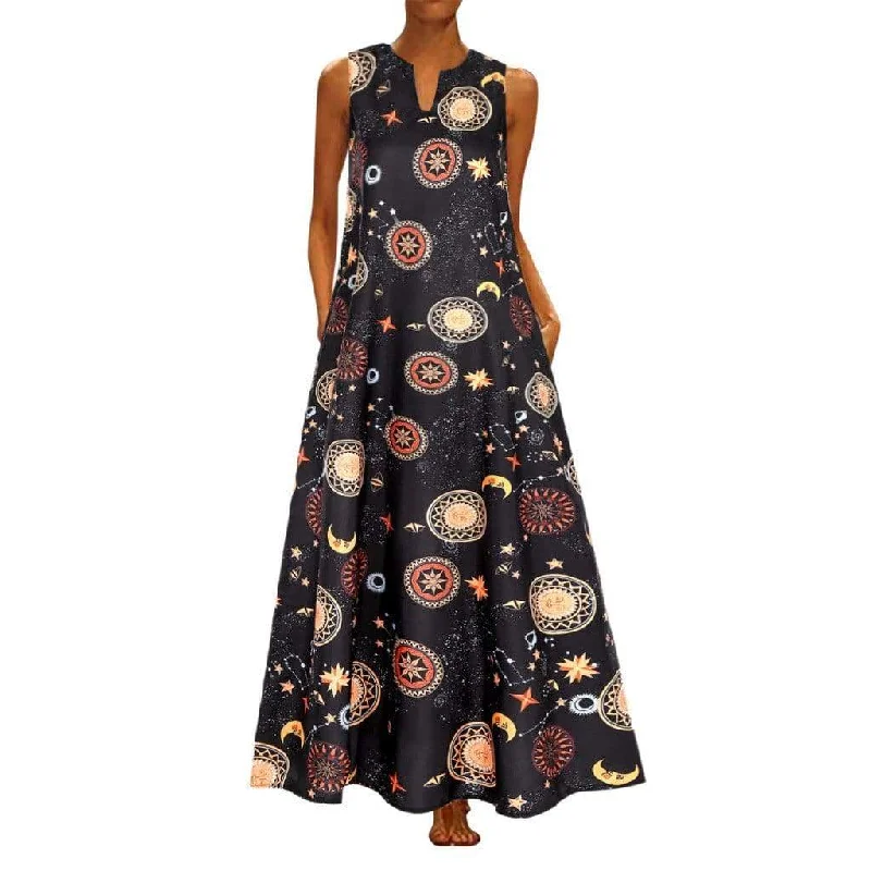 FashionSierra - Printed Bohemian Ethnic Style Beach Maxi Dress