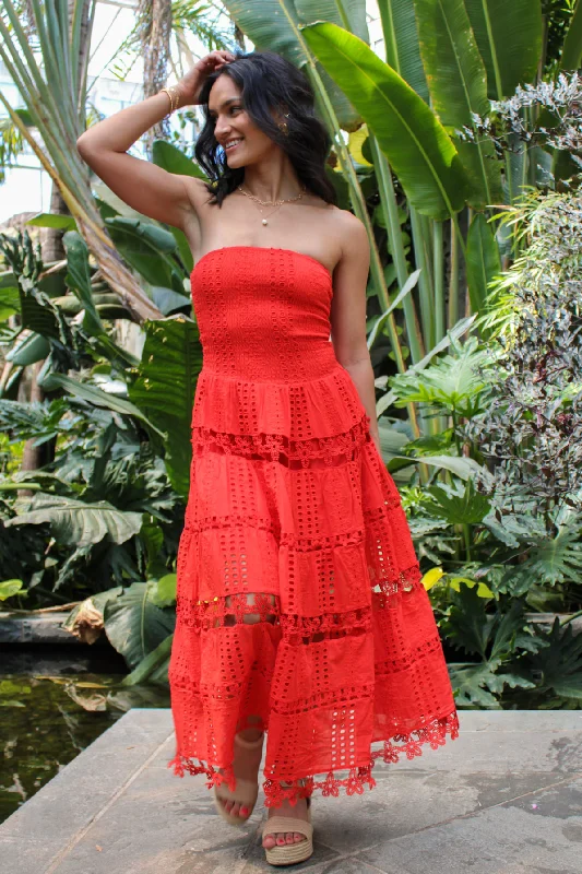 Safe Haven Midi Dress in Red