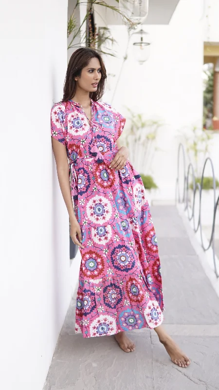 Valencia maxi dress, cotton beach dress, block print summer dress