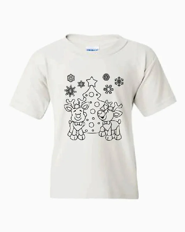 Color It Reindeer Christmas Tree Graphic Tees