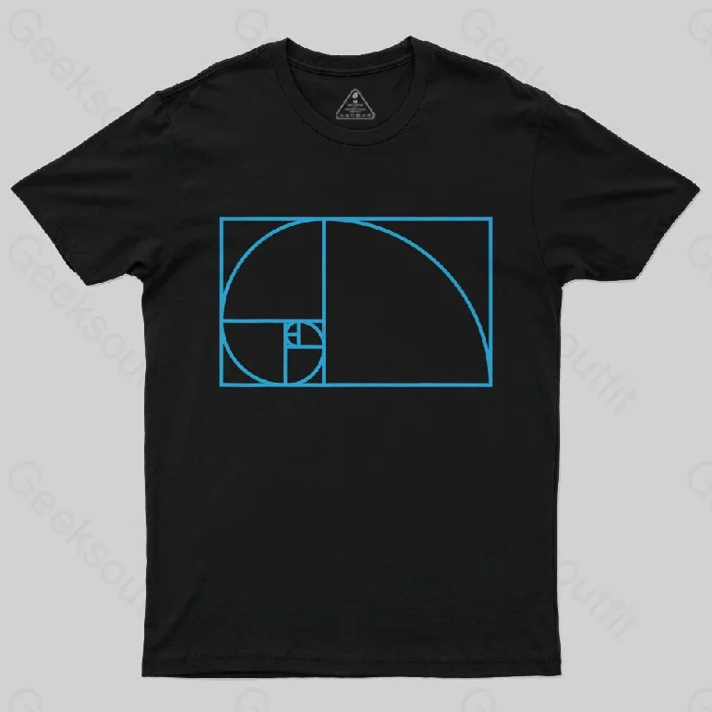 Fibonacci Sequence Golden Ratio Blue T-Shirt