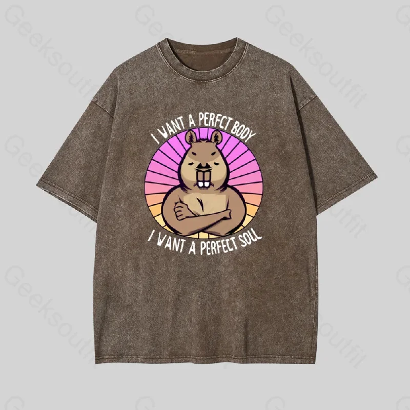 Funny Capybara Geek Washed T-shirt