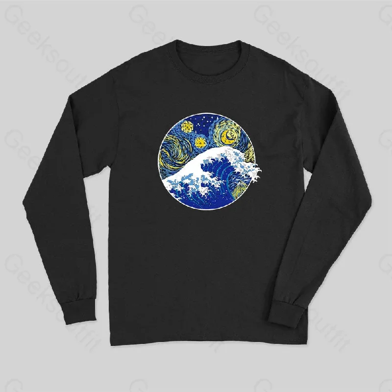 Great Starry Wave Off Kanagawa Long Sleeve T-Shirt