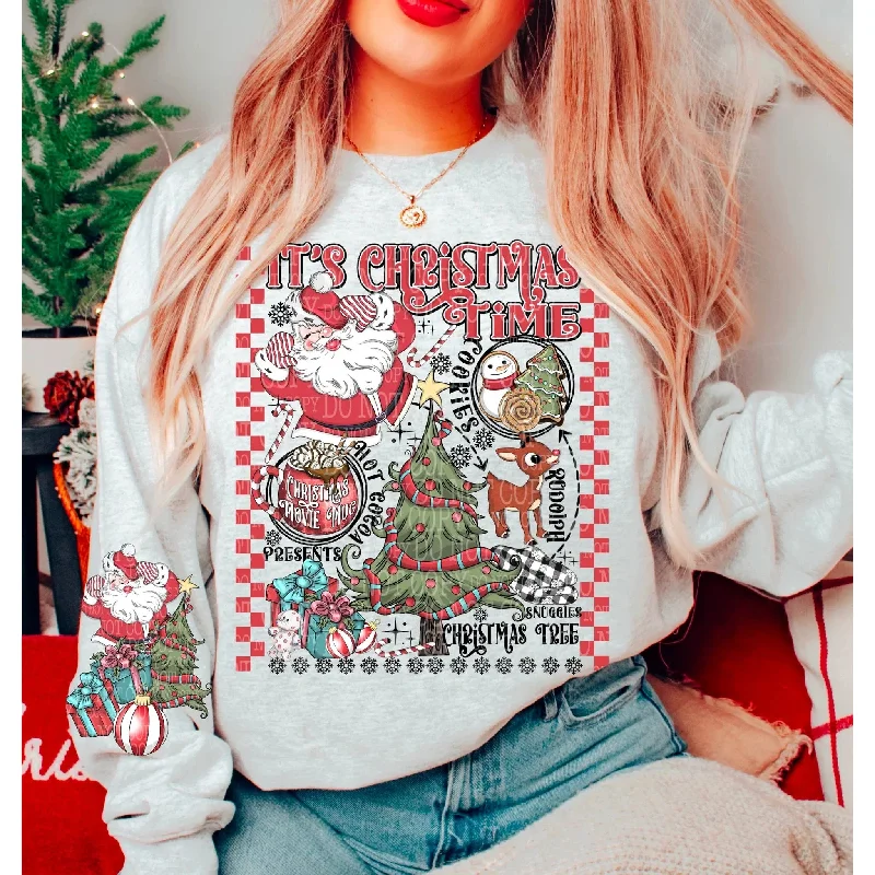 It's Christmas Time  W/ Sleeve accent Sweatshirt