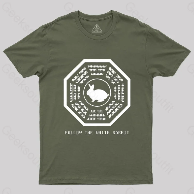 Lost and The Matrix-Follow the White Rabbit T-shirt