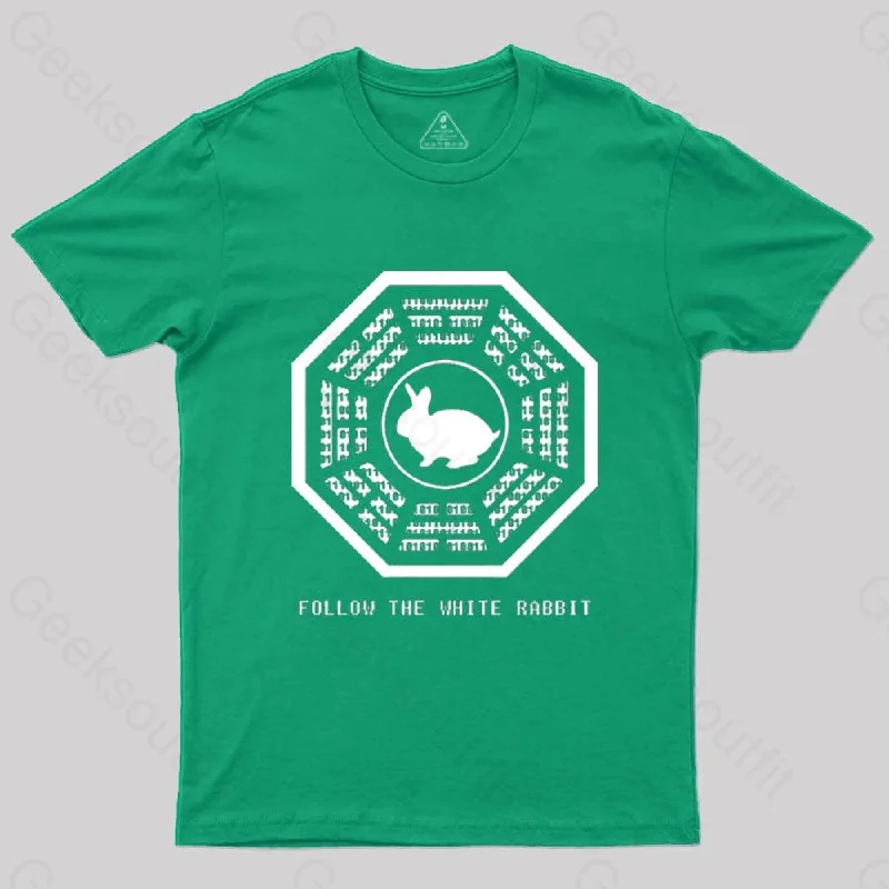 Lost and The Matrix-Follow the White Rabbit T-shirt