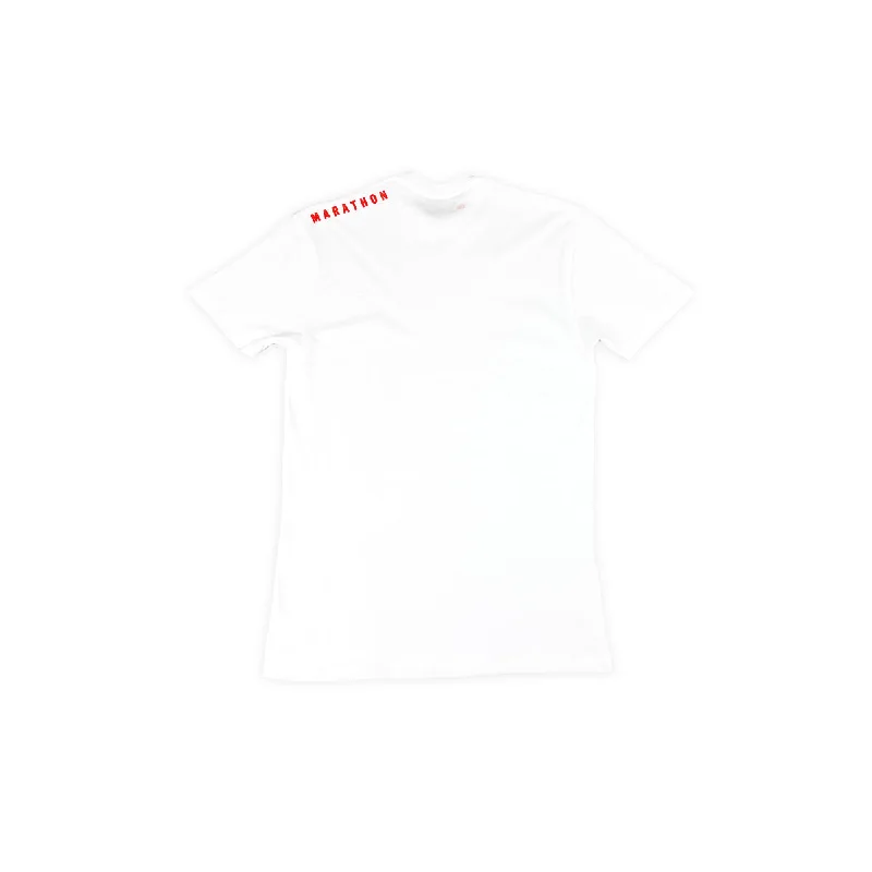 Marathon Shoulder T-Shirt (Ultra Fitted) - White/Red