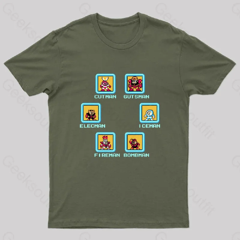 Mega-Man 1 Robot Masters Nerd T-Shirt