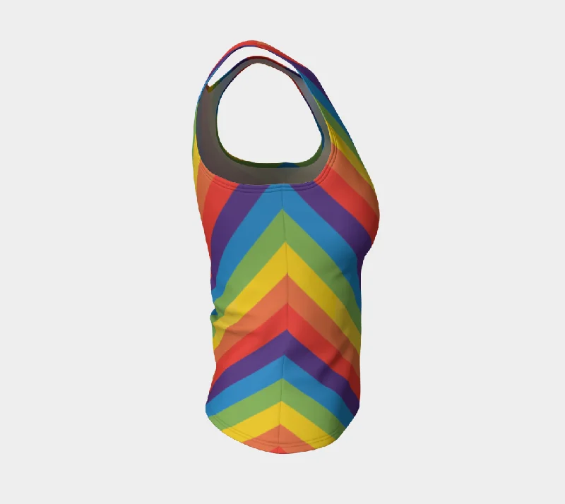 Muted Rainbow Striped Fitted Tank