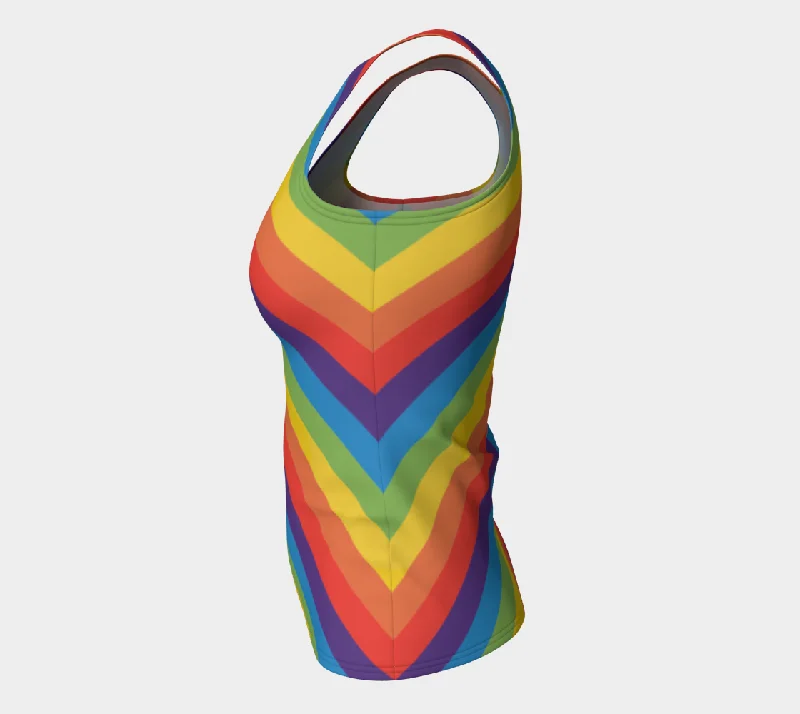 Muted Rainbow Striped Fitted Tank