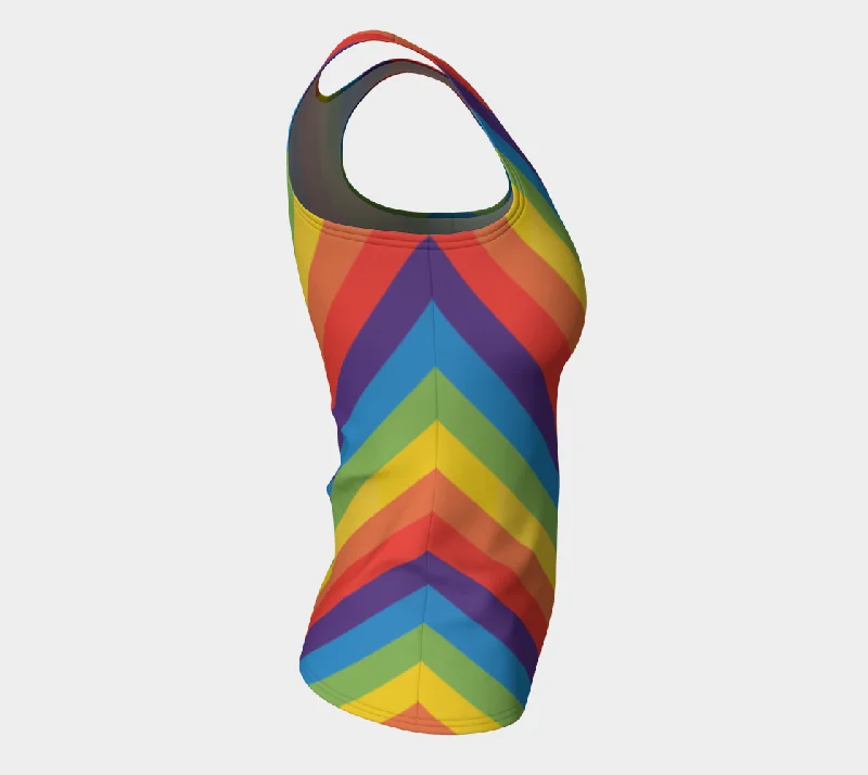 Muted Rainbow Striped Fitted Tank