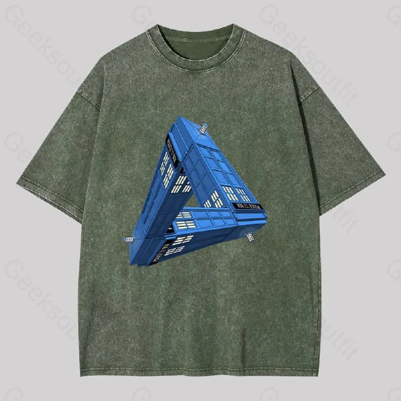 Paradoxical Space and Doctor Who Phone Box Washed T-shirt