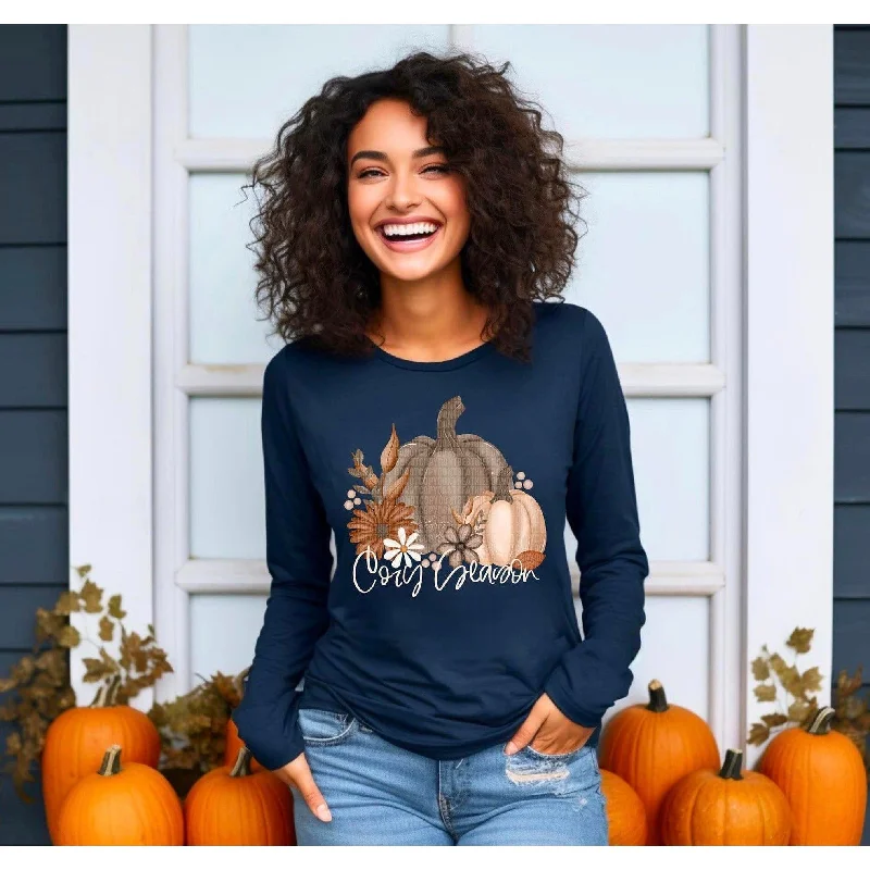 Pumpkins Floral Cozy Season long sleeve tee