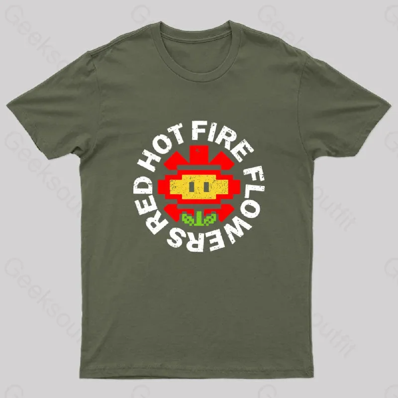 Red Hot Fire Flowers T-Shirt