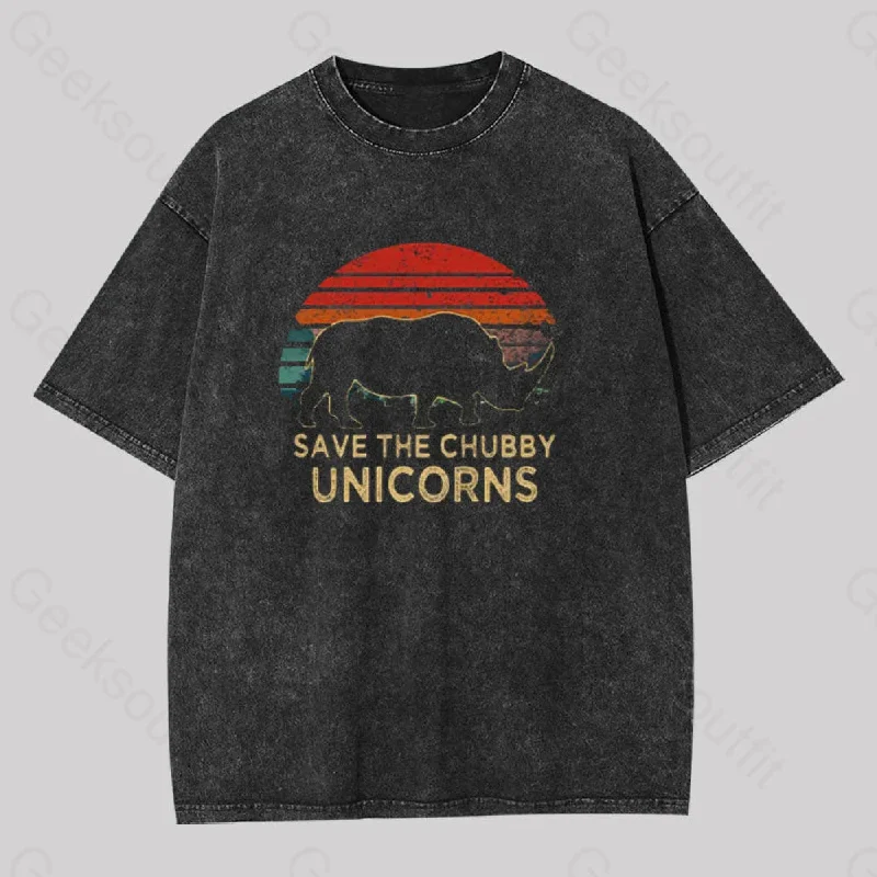 Save The Chubby Unicorns Washed T-Shirt