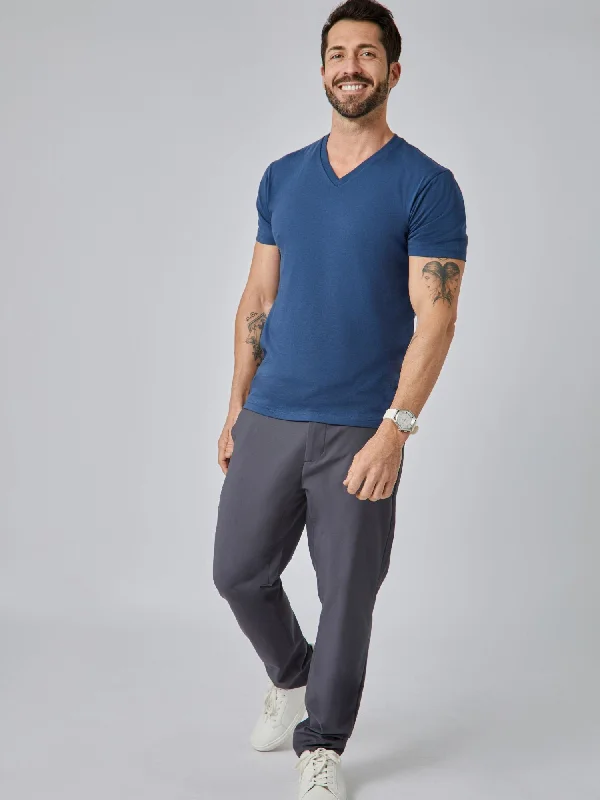 Steel Blue V-Neck