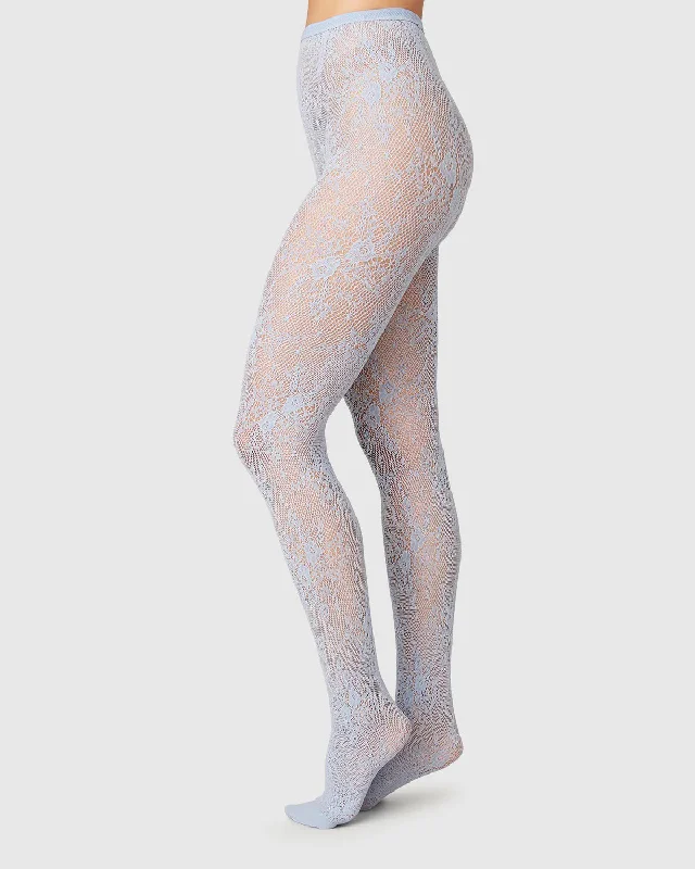 SWEDISH STOCKINGS - COLLANT DENTELLE ROSA - DUSTY BLEU