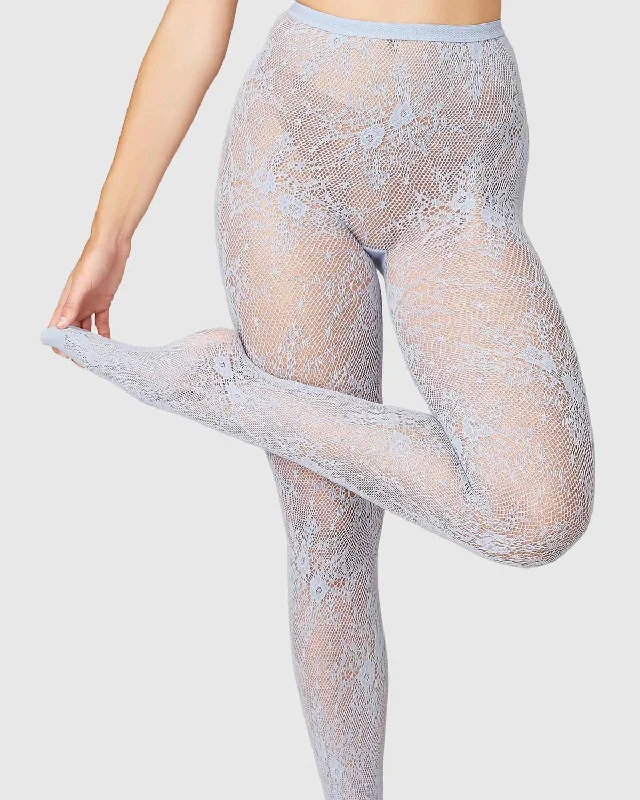 SWEDISH STOCKINGS - COLLANT DENTELLE ROSA - DUSTY BLEU