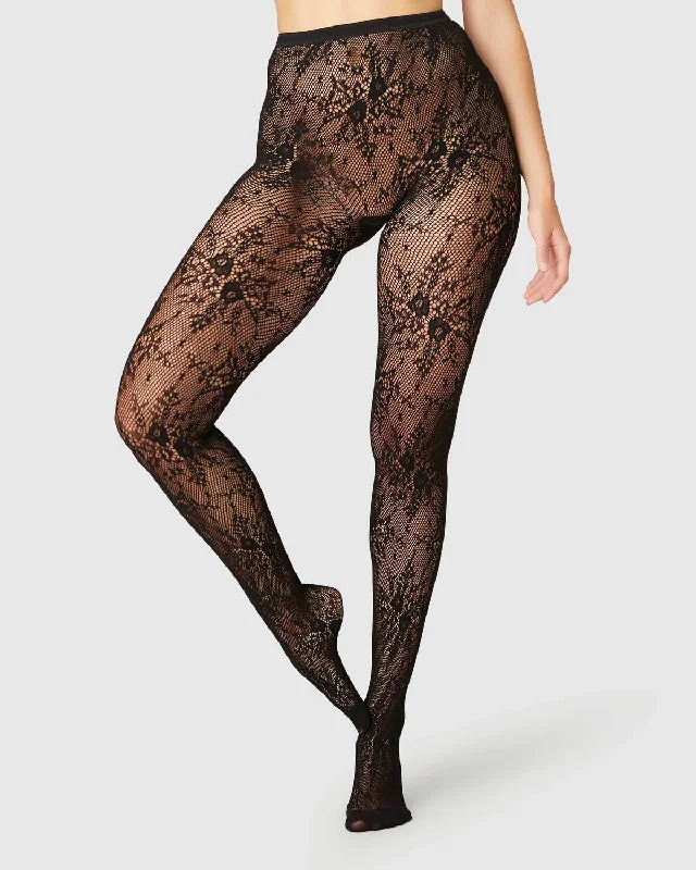 SWEDISH STOCKINGS - COLLANT DENTELLE ROSA - NOIR