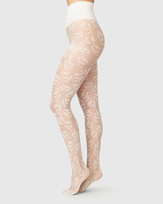 SWEDISH STOCKINGS - COLLANT FLEURS FLORA - IVOIRE