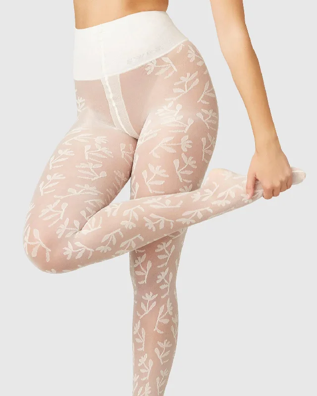 SWEDISH STOCKINGS - COLLANT FLEURS FLORA - IVOIRE