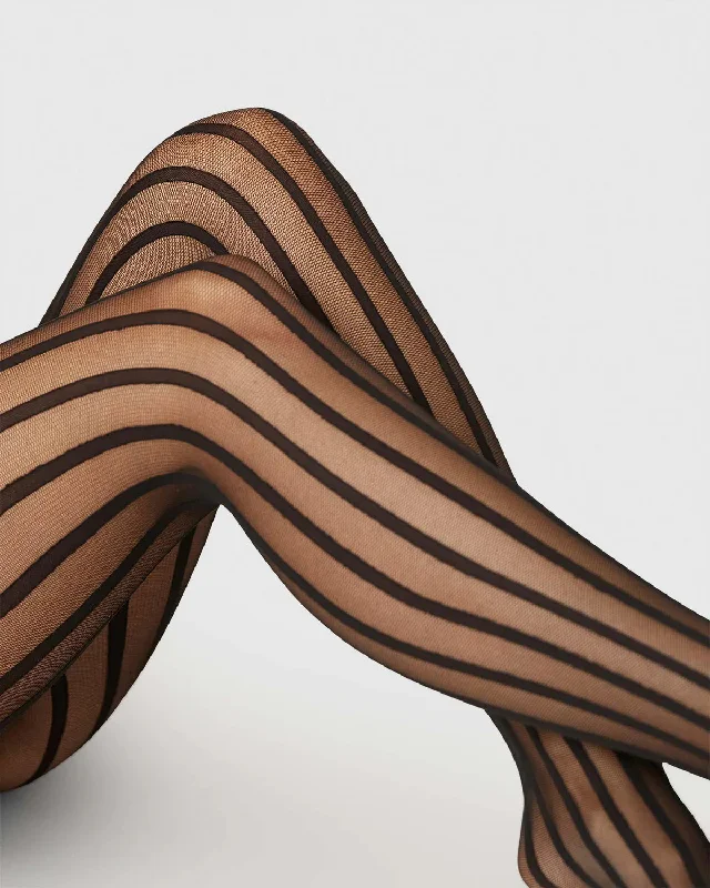 SWEDISH STOCKINGS - COLLANT RAYÉ SIRI - NOIR