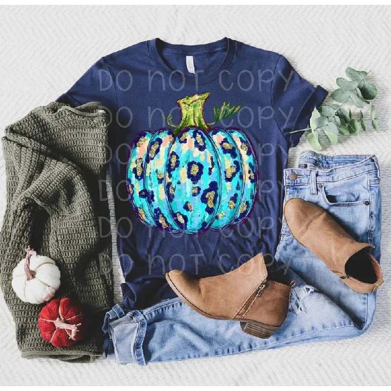 Turquoise Navy Pumpkin GRAPHIC TEE