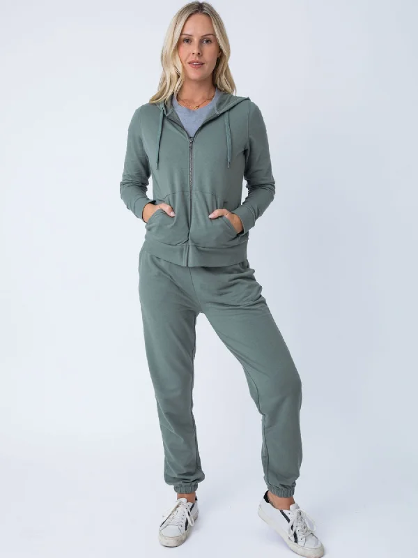 Women's Terry Jogger Essential 2-Pack (Black + Mercury Green)