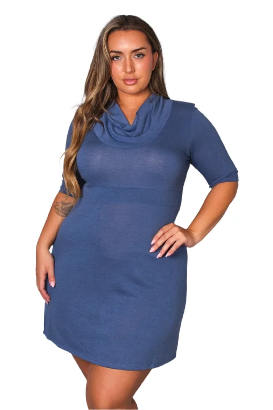 Women's Plus Long Sleeve Scoop Neck Mini Dress Best mini dresses for petites
