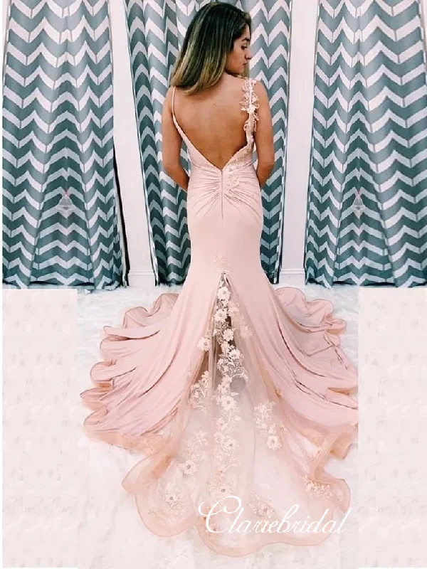 Blush Pink Jersey Appliques Prom Dresses, Mermaid Prom Dresses, Long Prom Dresses Urban Outfitters maxi dresses